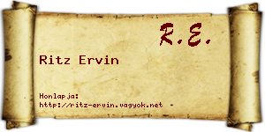 Ritz Ervin névjegykártya